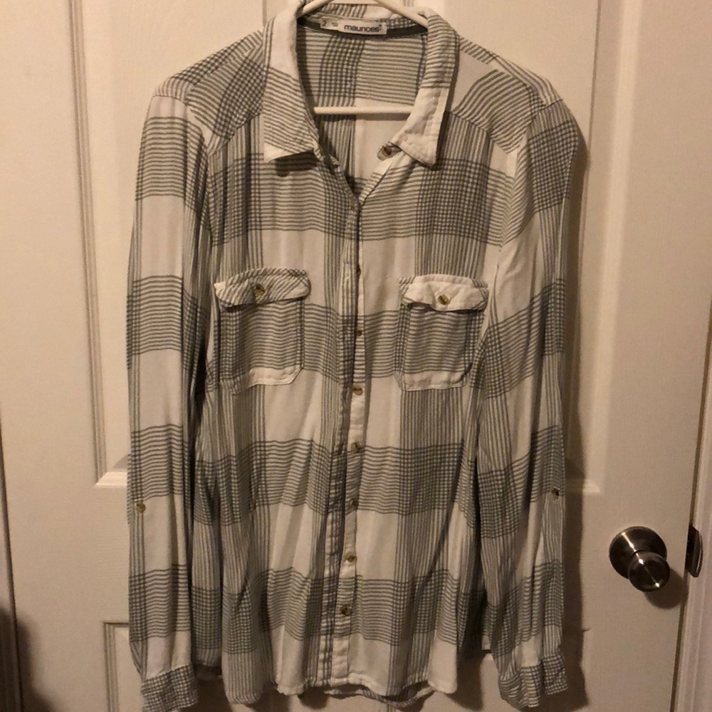 Maurice’s plaid button down. Size 2
